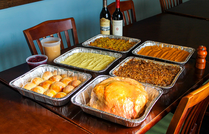 GRG holiday catering spread with Thanksgiving dishes and sides